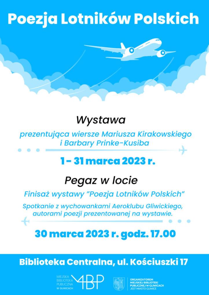 Wystawa "Poezja Lotników Polskich" - plakat (fot. Biblioteka Centralna w Gliwicach)