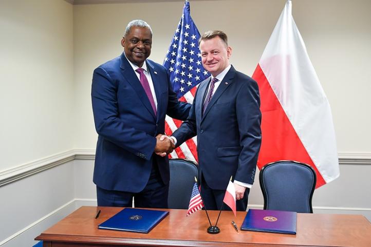 Wicepremier Mariusz Błaszczak spotkał się z Lloydem Austinem, sekretarzem obrony USA (fot. MON)