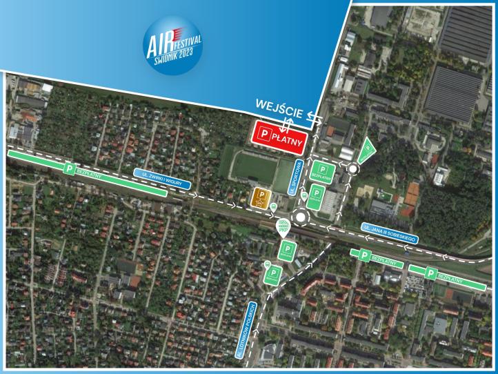 Mapka z lokalizacją parkingów na Świdnik Air Festival