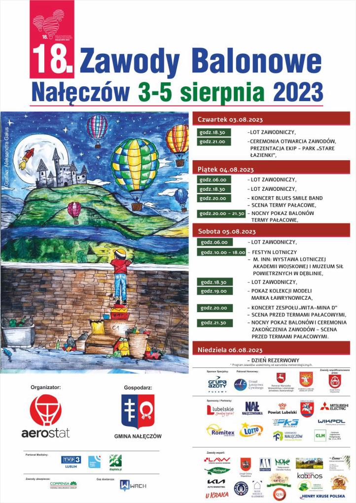 18. Międzynarodowe Zawody Balonowe Nałęczów 2023 - plakat (fot. Aerostat)