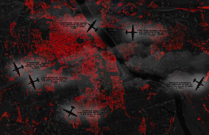 Mapa katastrof lotniczych samolotów niosących pomoc Powstańcom Warszawskim (fot. Niebo bez granic)2
