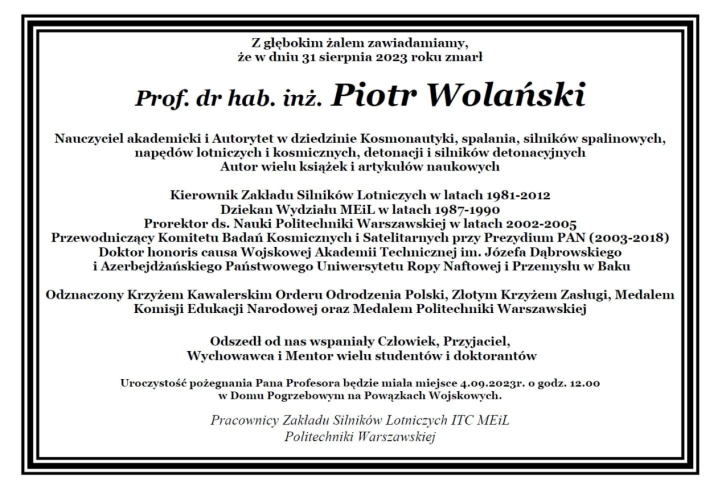 Piotr Wolański - nekrolog