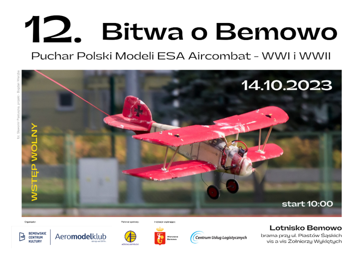 Zawody Aircombat ESA - 12. Bitwa o Bemowo - plakat (fot. Sławomir Pastuszka, projekt - Bogdan Wierzba)