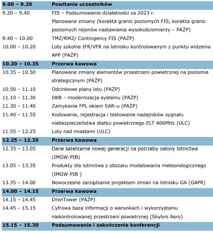 Konferencja General Aviation - agenda (fot. PAŻP)