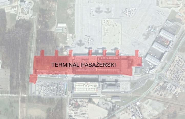 Port Lotniczy Kraków - plan terminala pasażerskiego - widok z góry (fot. Port Lotniczy Kraków)