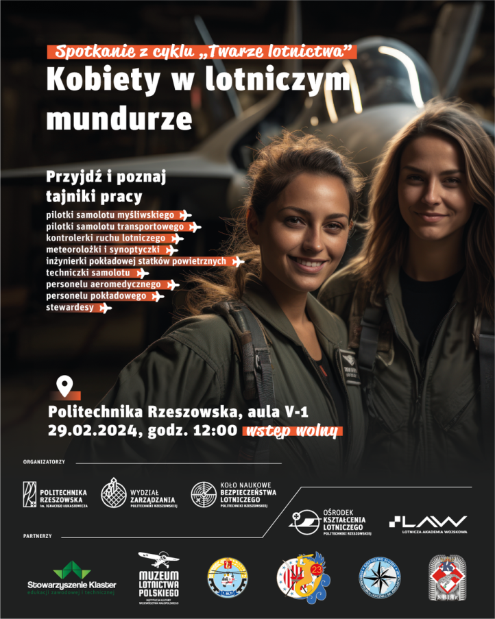 Kobiety w lotniczym mundurze - spotkanie na Politechnice Rzeszowskiej - plakat (fot. Politechnika Rzeszowska)