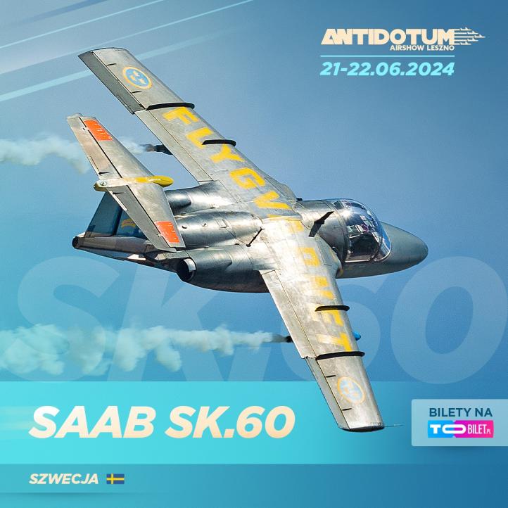 Saab SK.60 ze Szwedzkich Sił Powietrznych na Antidotum Airshow Leszno 2024 (fot. Antidotum Airshow Leszno)