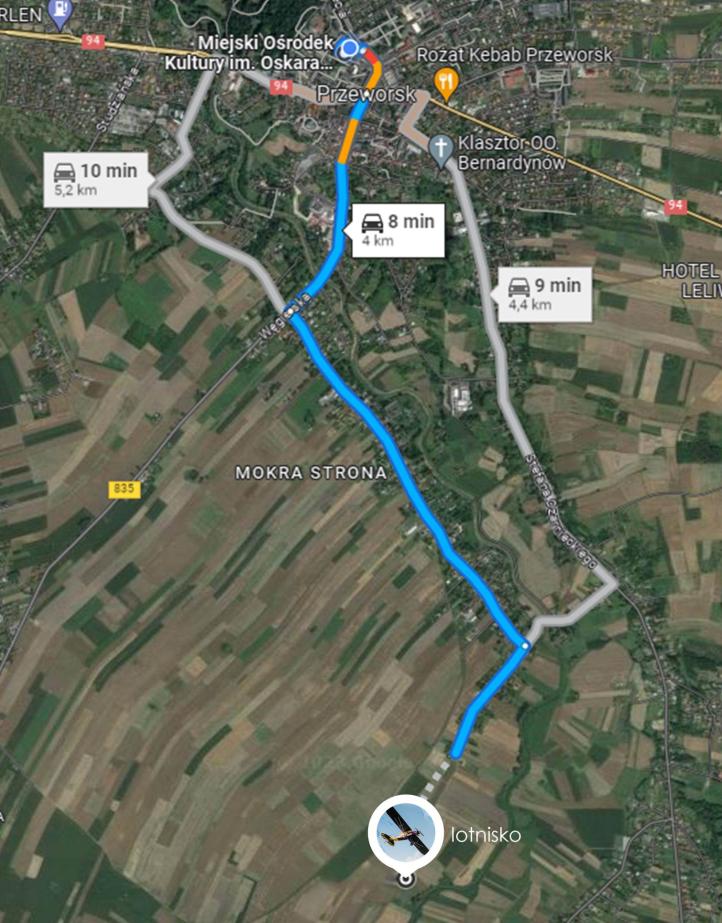 III Przeworski Festiwal Modeli Latających RC - mapka dojazdu (fot. Miejski Ośrodek Kultury Przeworsk)