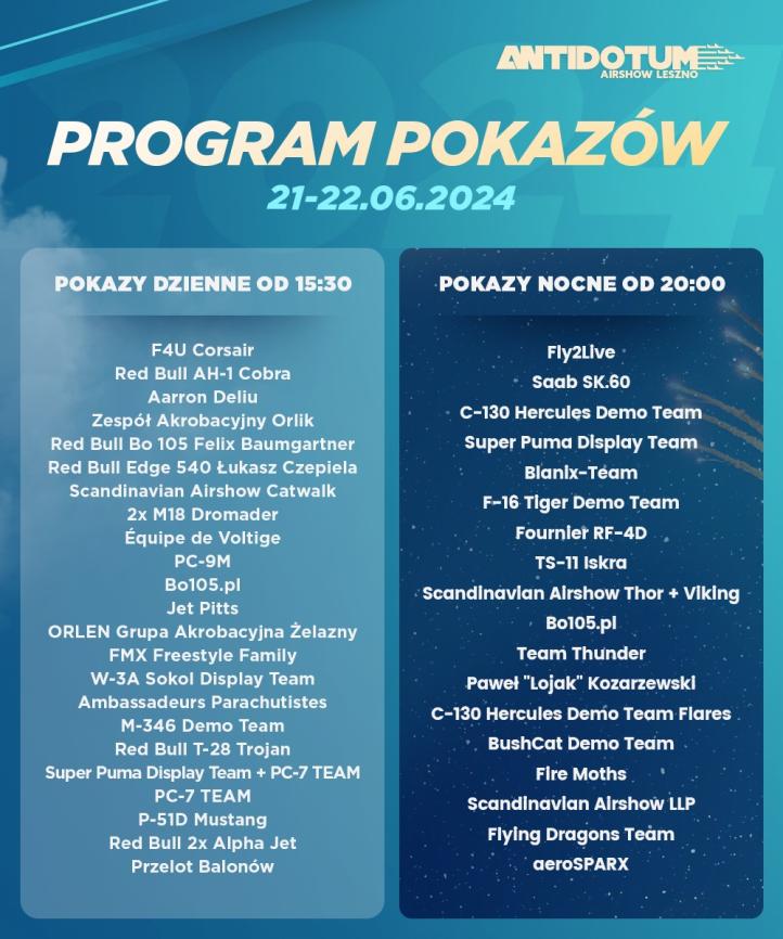 Program Antidotum Airshow Leszno 2024 (fot. Antidotum Airshow Leszno)