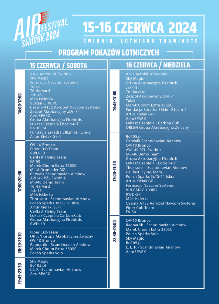 Program IV Świdnik Air Festival (fot. air-festival.swidnik.pl)