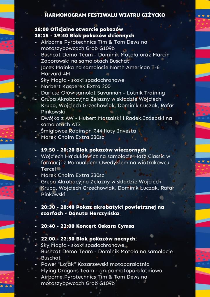 Festiwal Wiatru Giżycko 2024 - harmonogram (fot. Grupa Falco)