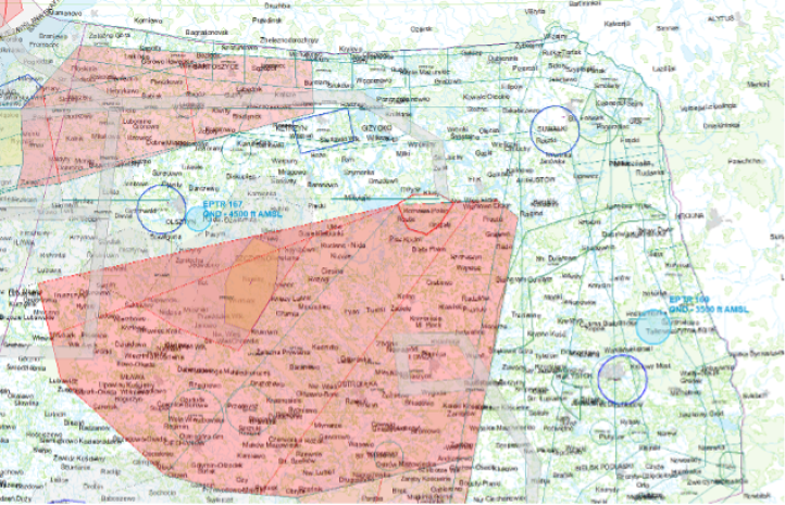 Wprowadzenie stref TRA w celu zabezpieczenia lotów BSP oraz usunięcie EPTR156 5 Źródło PAŻP