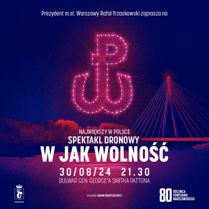 Spektakularny pokaz dronów upamiętni Powstanie Warszawskie - plakat (fot. UM Warszawa)