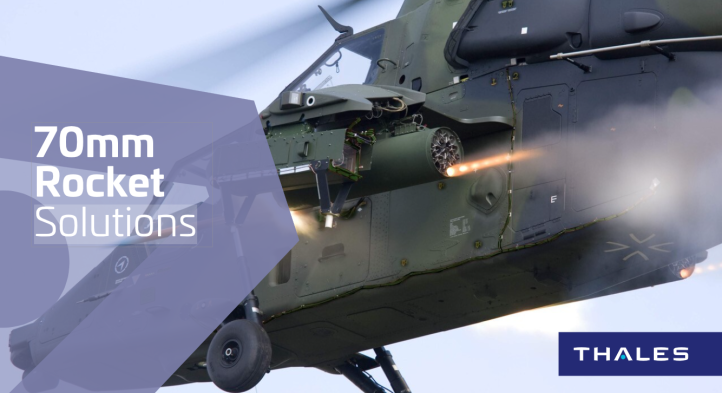 System rakietowy kal. 70 mm zamontowany na AH-64 Apache (fot. Thales) System rakietowy kal. 70 mm zamontowany na AH-64 Apache (fot. Thales)