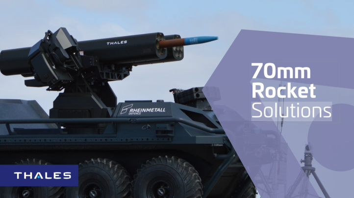 System rakietowy kal. 70 mm zamontowany na wieży bezzałogowej (fot. Thales) System rakietowy kal. 70 mm zamontowany na wieży bezzałogowej (fot. Thales)