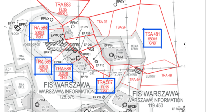 TRA dot. lotów BSP 15.08.2024 (fot. PAŻP) TRA dot. lotów BSP 15.08.2024 (fot. PAŻP)