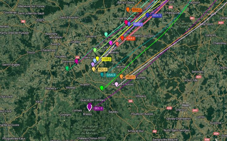 67. Puchar Gordona Bennetta - trasa przelotu - 15 września - 13.26 (fot. live.gordonbennett.aero)