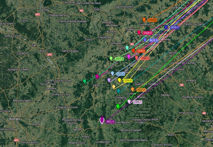 67. Puchar Gordona Bennetta - trasa przelotu - 15 września - 14.40 (fot. live.gordonbennett.aero)