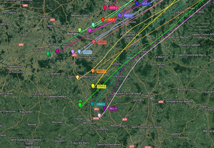 67. Puchar Gordona Bennetta - trasa przelotu - 15 września - 17.30 (fot. live.gordonbennett.aero)