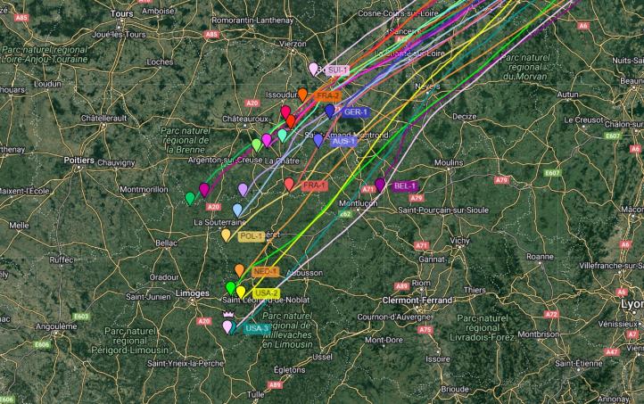 67. Puchar Gordona Bennetta - trasa przelotu - 15 września - 20.26 (fot. live.gordonbennett.aero)