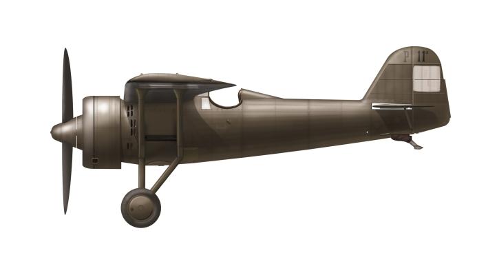 PZL P.11a na dzień 22.09.1939 - zwracają uwagę zamalowane wapnem szachownice (fot. Marcin Górecki)