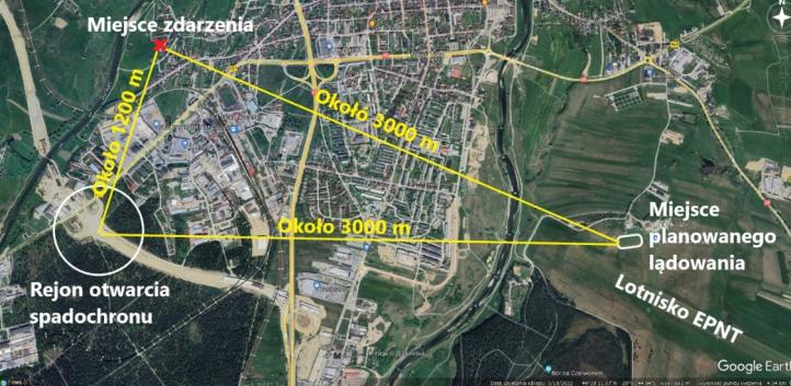 Wypadek spadochroniarza w Nowym Targu, fot. źródło PKBWL Wypadek spadochroniarza w Nowym Targu, fot. źródło PKBWL