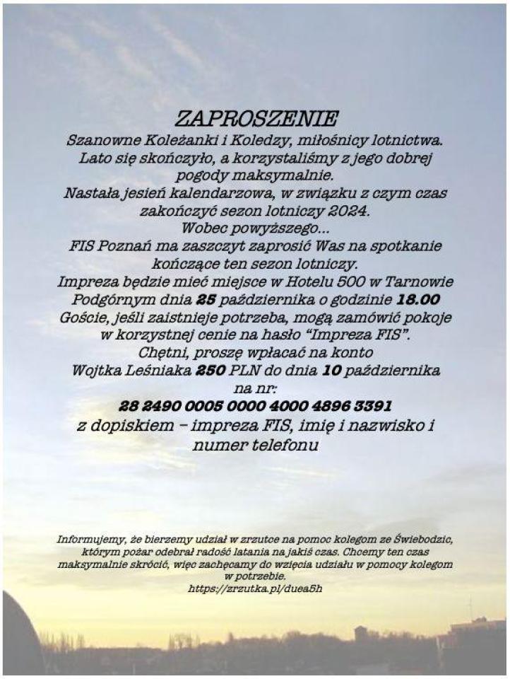 Zaproszenie FIS Poznań
