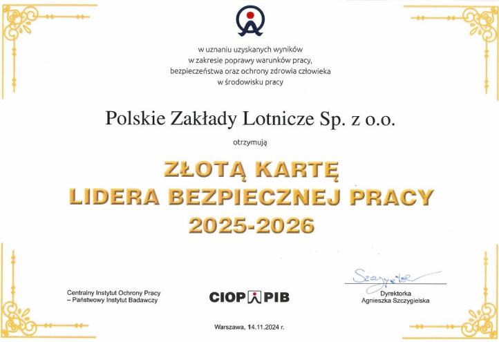PZL Mielec laureatem Złotej Karty Lidera Bezpiecznej Pracy (fot. CIOP-PIB)2