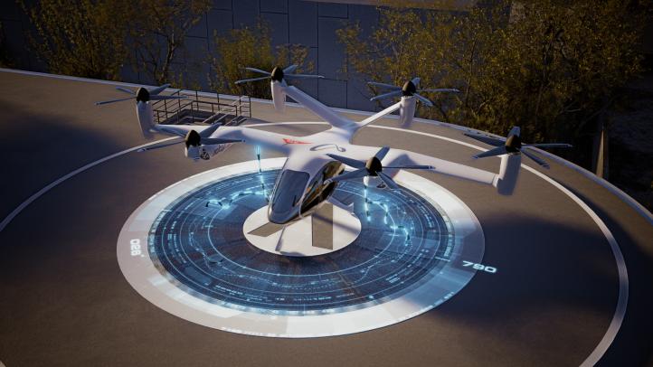 Terminal dla powietrznych taksówek w Zjednoczonych Emiratach Arabskich - wizualizacja (fot. Government of Dubai Media Office, Facebook)2