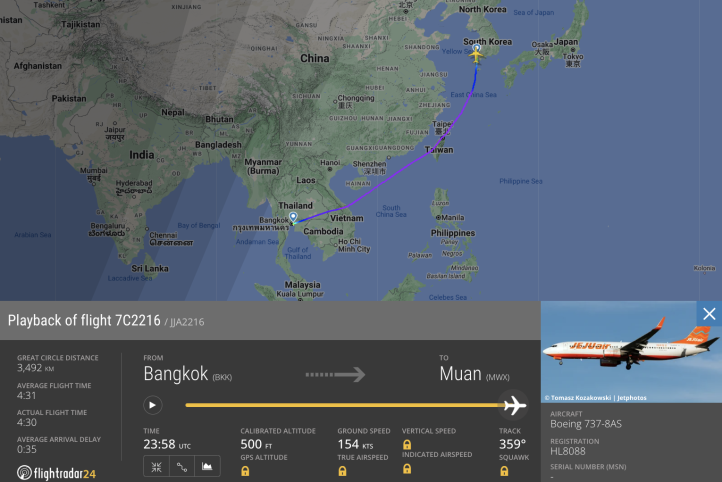 Jeju Air katastrofa na lotnisku Muan - Flightradar24