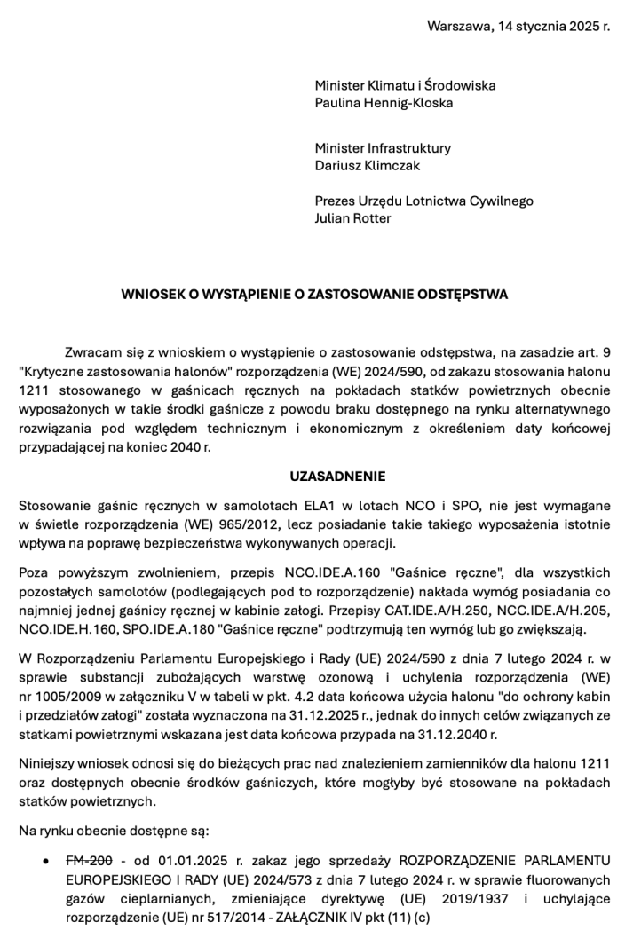 Halon - wniosek Huberta Massalskiego strona 1