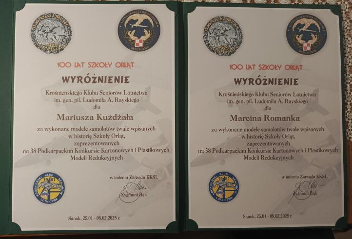 38 Podkarpacki Konkurs Kartonowych i Plastikowych Modeli Redukcyjnych - wyróżnienia (fot. Zygmunt Bąk, KKSL im. gen. pil. Ludomiła A. Rayskiego)