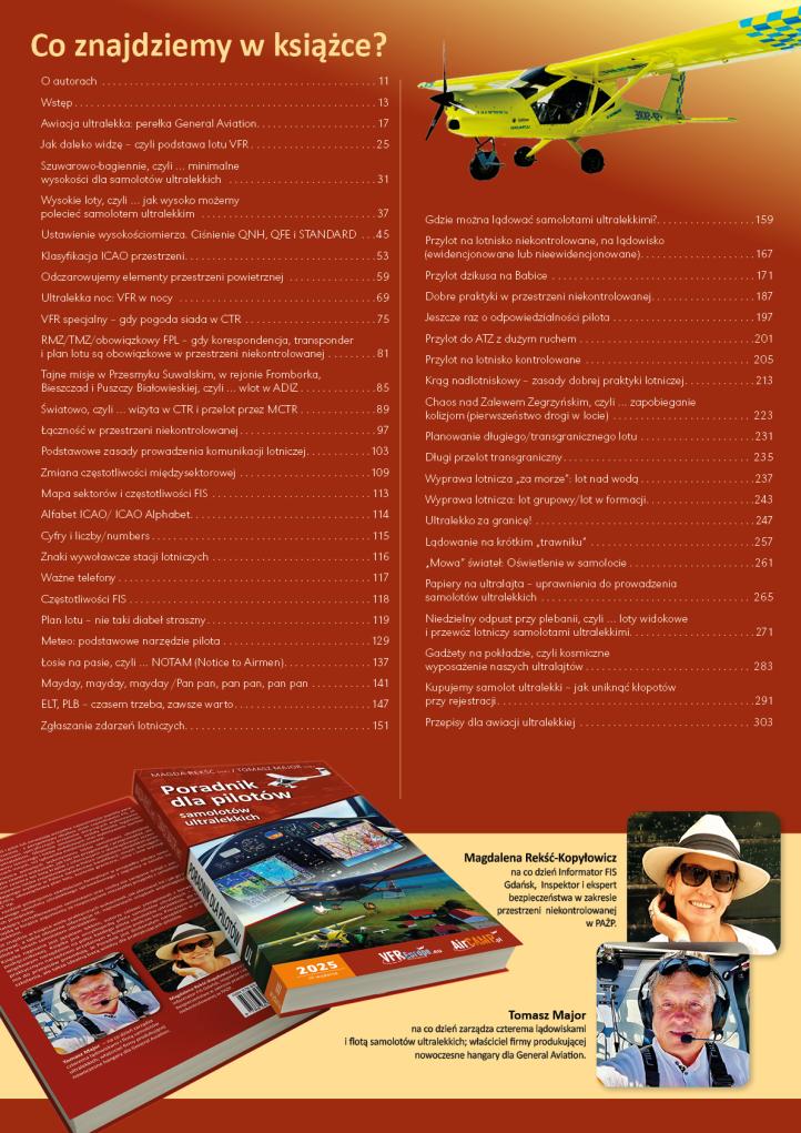 Poradnik dla pilotów samolotów ultralekkich - okładka, spis treści