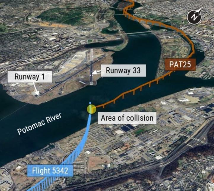 Wizualizacja katastrofy w Waszyngtonie, fot. NTSB