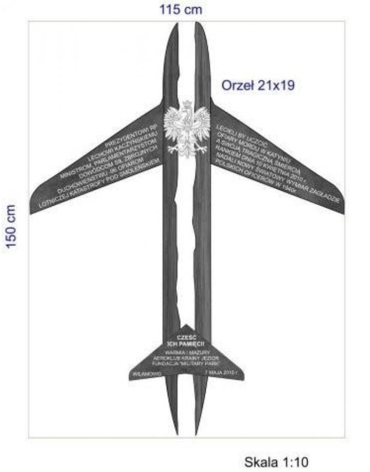 Obelisk poświęcony ofiarom katastrofy pod Smoleńskiem na lotnisku Kętrzyn Wilamowo (fot. Aeroklub Krainy Jezior)