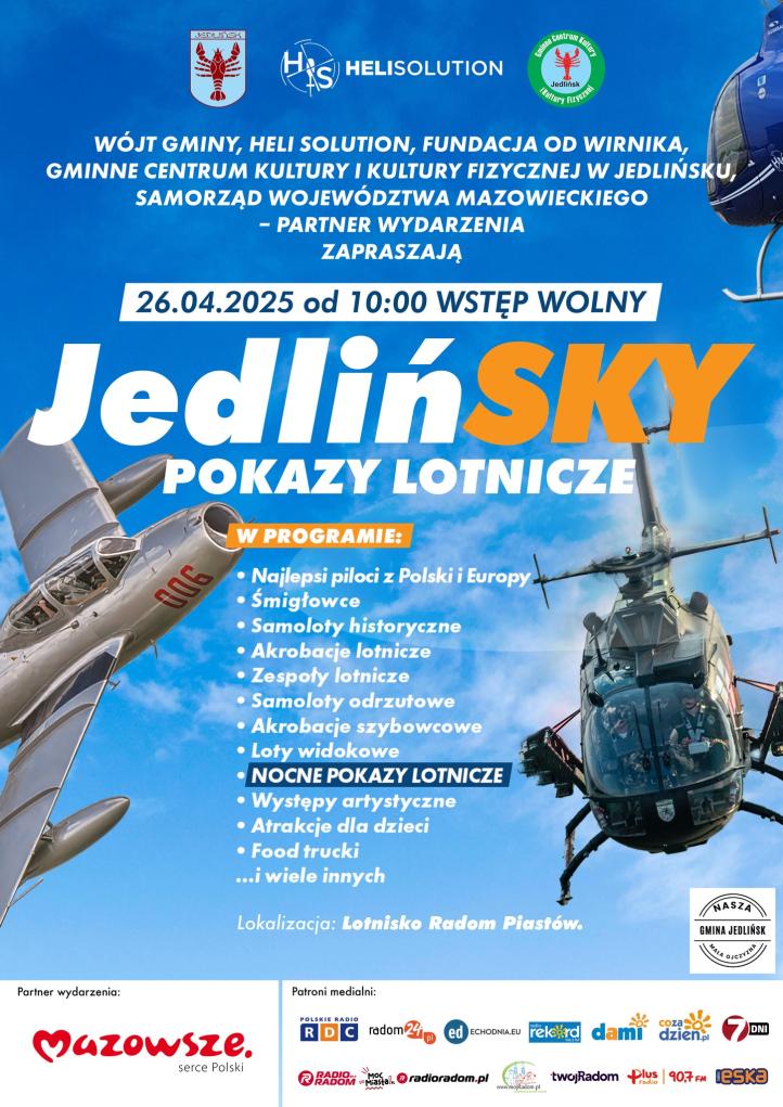 Pokazy Lotnicze JedlińSKY 2025 - plakat (fot. Heli Solution)