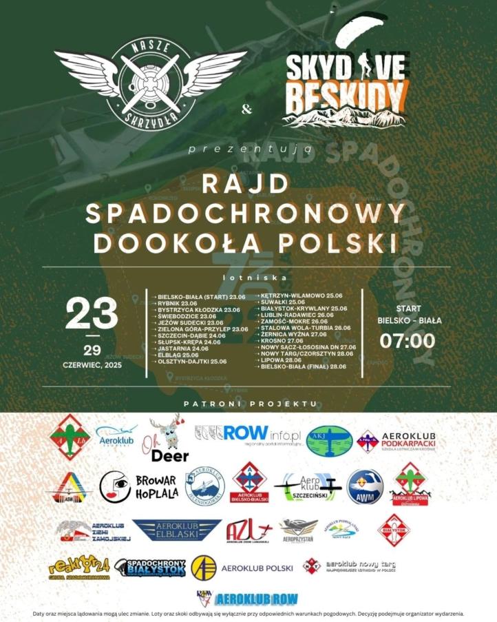 Rajd Spadochronowy dookoła Polski - plakat (fot. Skydive Beskidy)