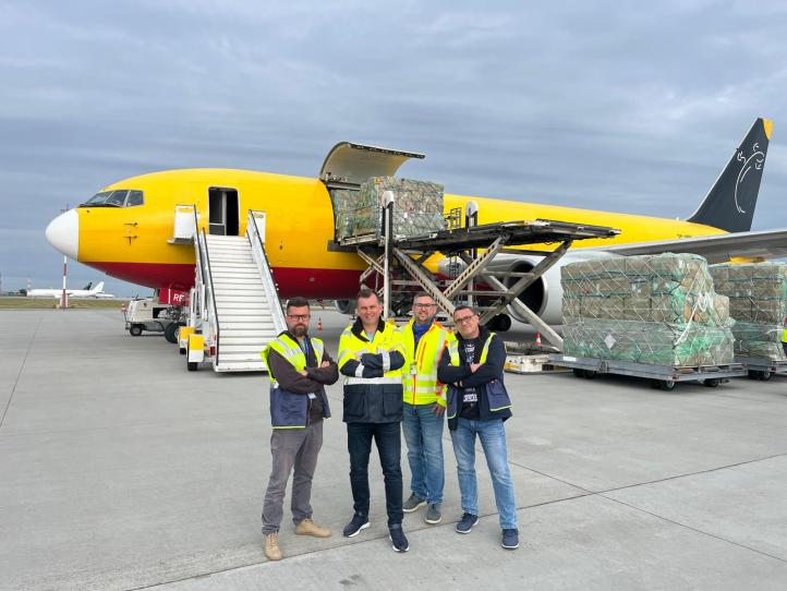 Boeing 767-200F należący do linii Sky Taxi na lotnisku Rzeszów-Jasionka - obsługa cargo (fot. Port Lotniczy Rzeszów-Jasionka)