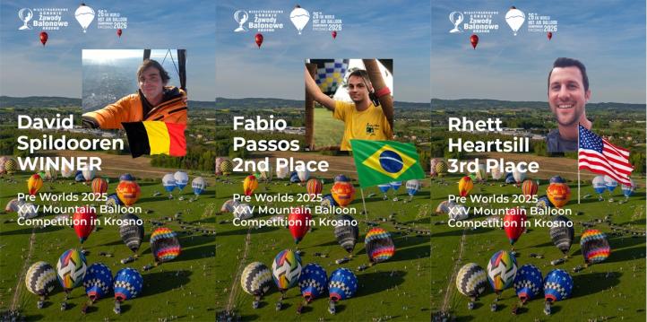 XXV Górskie Zawody Balonowe w Krośnie oraz Balonowe Przedmistrzostwa Świata 2025 - podium (fot. Górskie Zawody Balonowe)