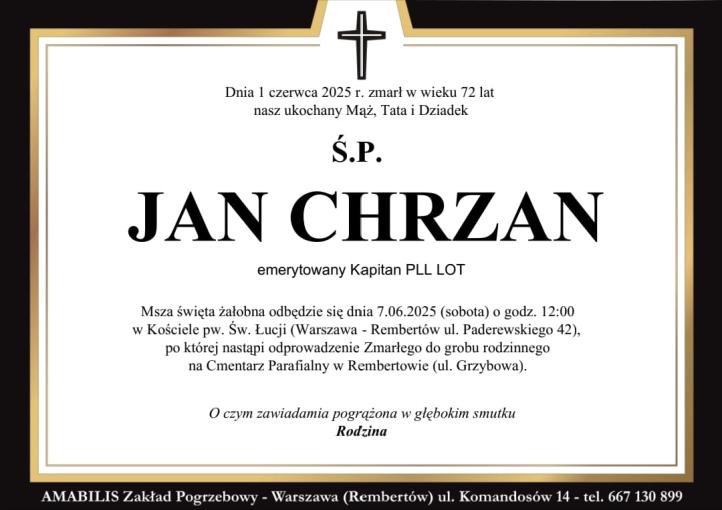 Jan Chrzan - nekrolog (fot. Aeroklub Zagłębia Miedziowego) Jan Chrzan - nekrolog (fot. Aeroklub Zagłębia Miedziowego)