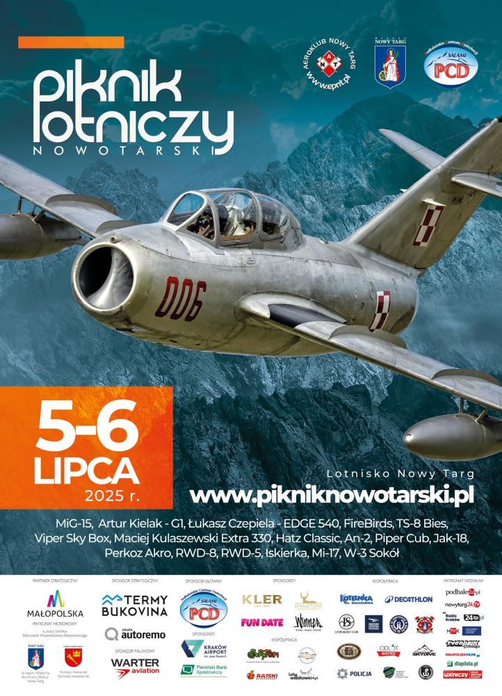 Nowotarski Piknik Lotniczy 2025 - plakat (fot. Aeroklub Nowy Targ)