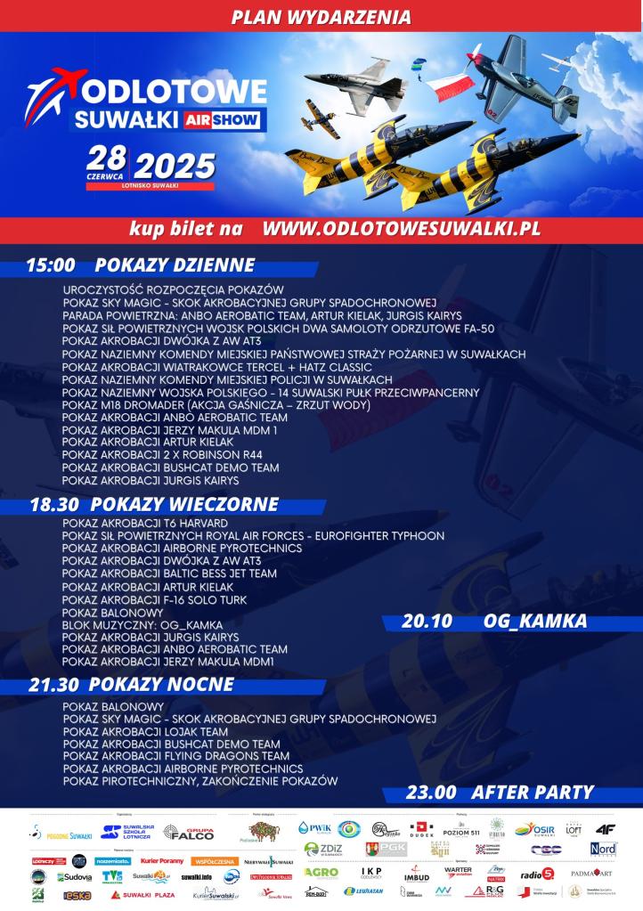 Odlotowe Suwałki Air Show - program (fot. Odlotowe Suwałki Air Show)