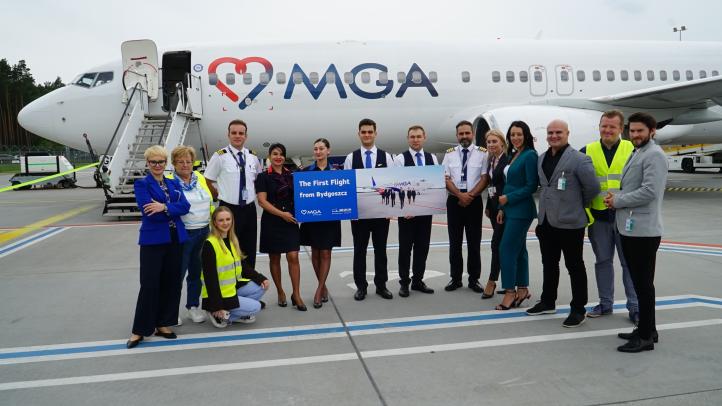 Samolot tureckiej linii Mavi Gök Airlines w Porcie Lotniczym Bydgoszcz (fot. Port Lotniczy Bydgoszcz)