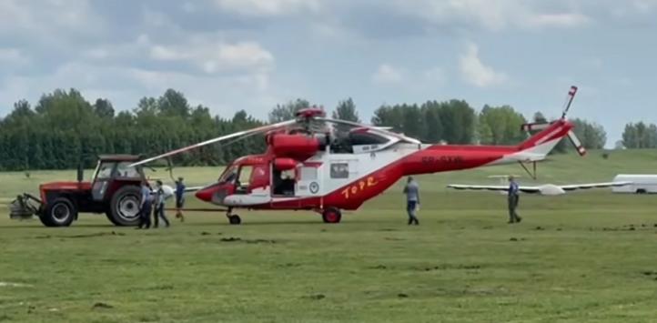Sokół TOPR po awaryjnym lądowaniu na lotnisku w Nowym Targu (fot. kadr z filmu Tygodnika Podhalańskiego)