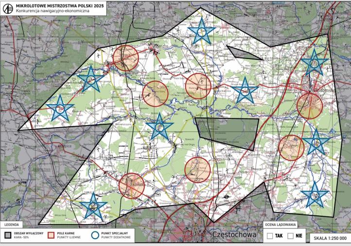 Mapa - konkurencja nawigacyjno-ekonomiczna (fot. Aeroklub Polski)