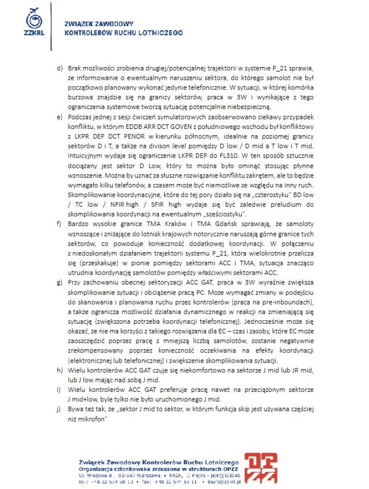 Pismo ZZKRL dot. trzeciej warstwy w sektorach ACC GAT (fot. ZZKRL)4