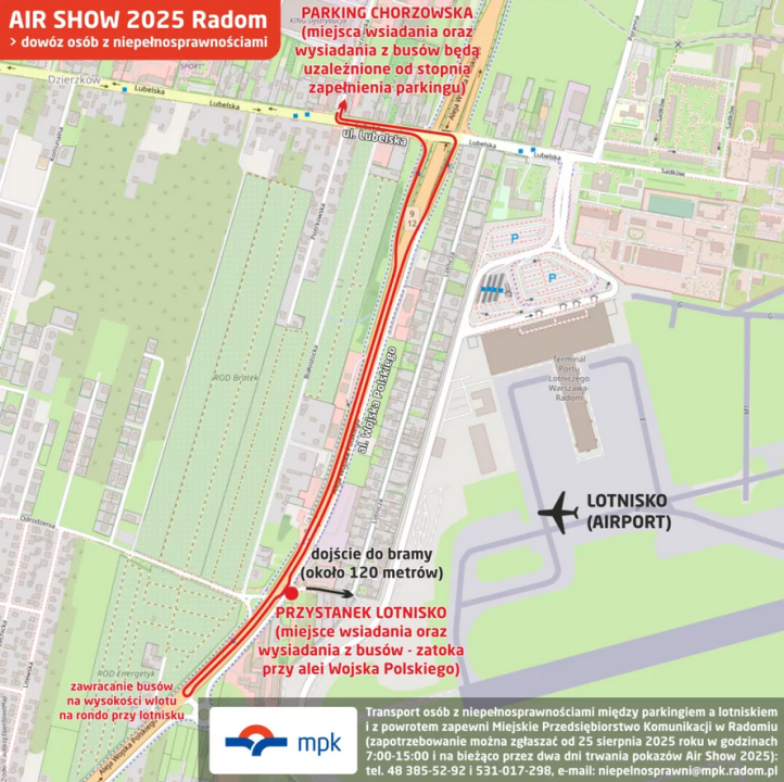 Air Show 2025, dowóz osób z niepełnosprawnościami, fot. MZDiK Radom