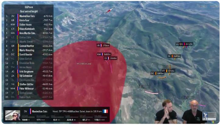 Przebieg rywalizacji FAI Sailplane Grand Prix - szósty wyścig, fot. kadr youtube