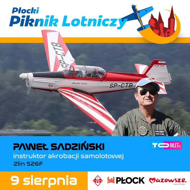 Zlin 526F i Paweł Sadziński na Płockim Pikniku Lotniczym (fot. Krzysztof Godlewski) Zlin 526F i Paweł Sadziński na Płockim Pikniku Lotniczym (fot. Krzysztof Godlewski)
