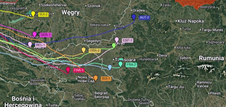 68. Puchar Gordona Bennetta - trasa przelotu - 8 września - 10.30 (fot. live.gordonbennett.aero)